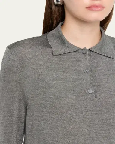 THE ROW Lilienne Silk Polo Top | Thumbnail 9