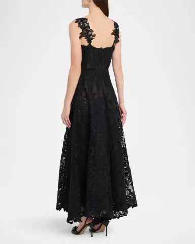 Oscar de la Renta Sleeveless Foxglove Lace Sweetheart-Neck Gown | Thumbnail 7 Oscar de la Renta Sleeveless Foxglove Lace Sweetheart-Neck Gown | Thumbnail 7