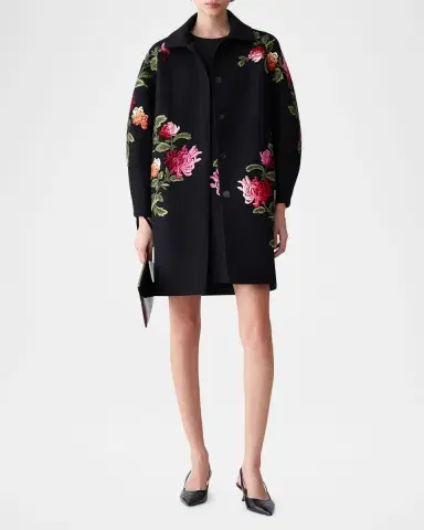 Carolina Herrera Floral Embroidered Wool Mini Shift Dress | Thumbnail 7 Carolina Herrera Floral Embroidered Wool Mini Shift Dress | Thumbnail 7