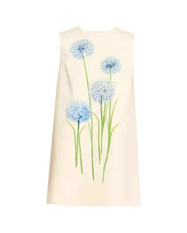Alliums-Print Sleeveless Mini Shift Dress