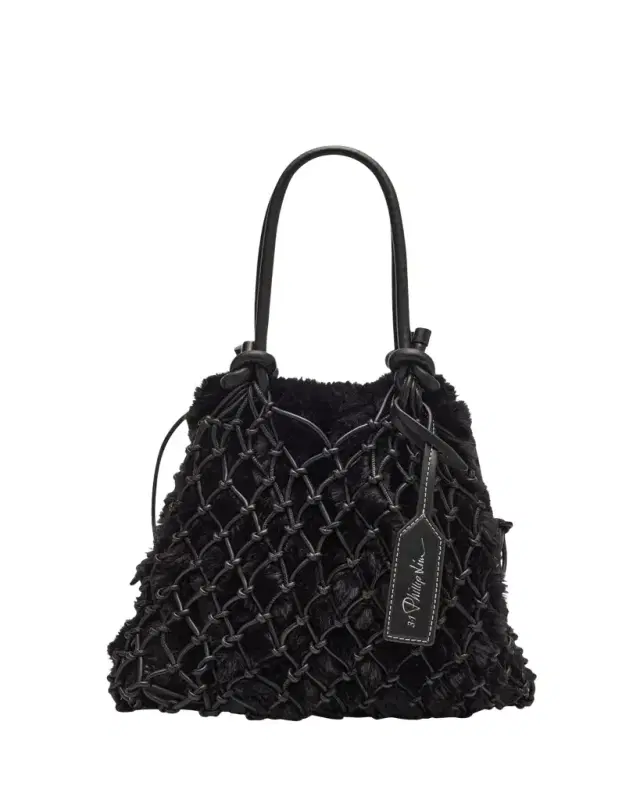 3.1 Phillip Lim Faux Fur Macrame Mini Sac Top-Handle Bag