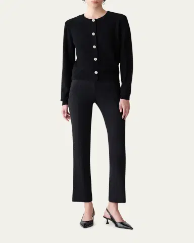 Carolina Herrera Shimmering Wool Crewneck Cardigan | Thumbnail 2 Carolina Herrera Shimmering Wool Crewneck Cardigan | Thumbnail 2
