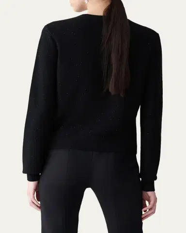 Carolina Herrera Shimmering Wool Crewneck Cardigan | Thumbnail 3 Carolina Herrera Shimmering Wool Crewneck Cardigan | Thumbnail 3