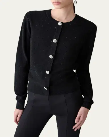 Carolina Herrera Shimmering Wool Crewneck Cardigan | Thumbnail 4 Carolina Herrera Shimmering Wool Crewneck Cardigan | Thumbnail 4