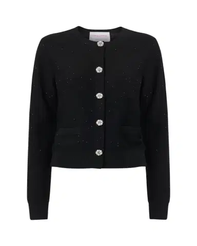 Carolina Herrera Shimmering Wool Crewneck Cardigan | Thumbnail 1 Carolina Herrera Shimmering Wool Crewneck Cardigan | Thumbnail 1