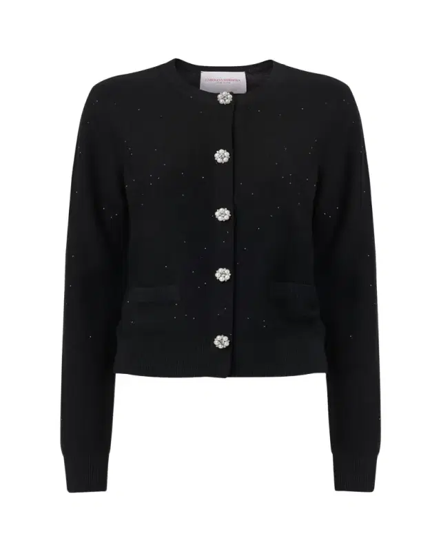 Shimmering Wool Crewneck Cardigan