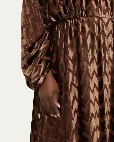 Lanvin Zig Zag Devore Velvet Midi Dress | Thumbnail 5 Lanvin Zig Zag Devore Velvet Midi Dress | Thumbnail 5