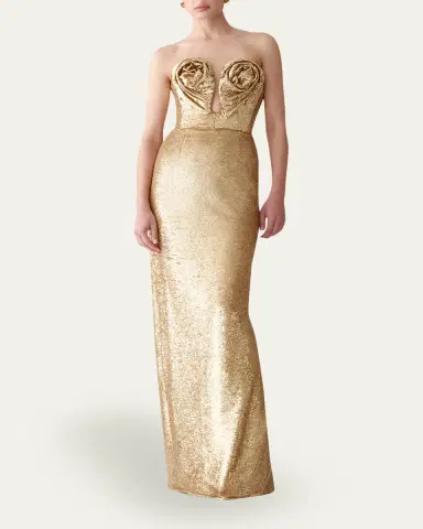 Carolina Herrera Strapless Rose Sequined Gown | Thumbnail 2