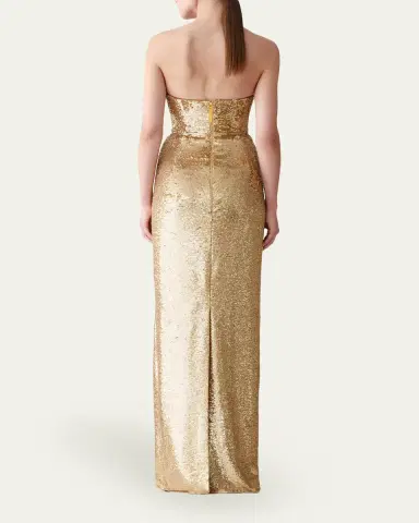 Carolina Herrera Strapless Rose Sequined Gown | Thumbnail 3