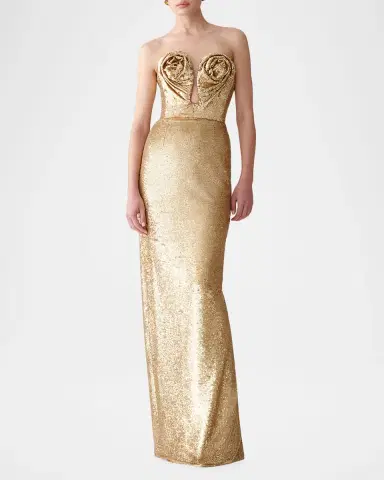 Carolina Herrera Strapless Rose Sequined Gown | Thumbnail 4