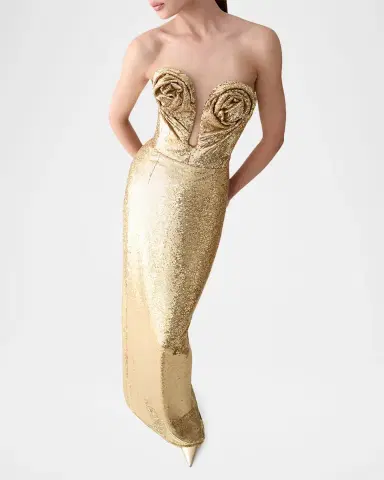 Carolina Herrera Strapless Rose Sequined Gown | Thumbnail 6