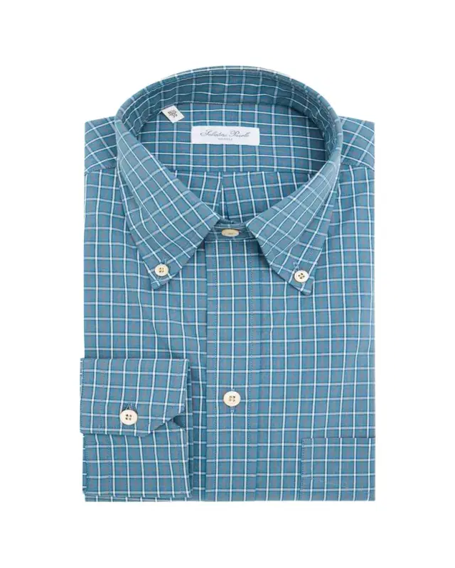 Men's Cotton Plaid Pocket Button-Down Shirt
