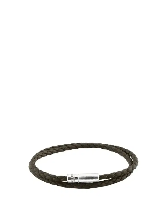 Men's Braided Leather Double-Wrap Bracelet