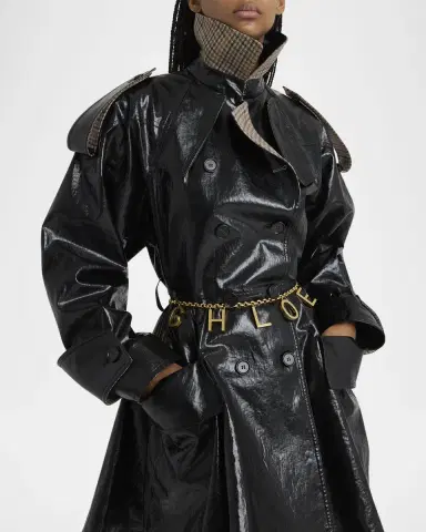 Chloé Coated Linen Belted Riding Trench Coat | Thumbnail 9 Chloé Coated Linen Belted Riding Trench Coat | Thumbnail 9