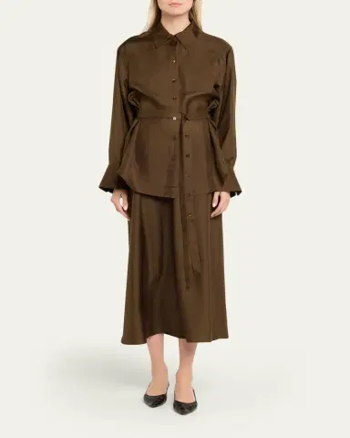 RÓHE Long-Sleeve Silk Shirtdress | Thumbnail 2