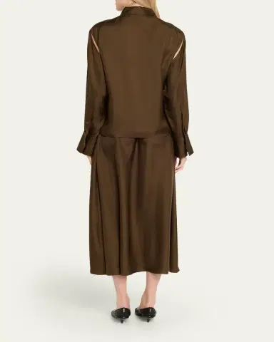 RÓHE Long-Sleeve Silk Shirtdress | Thumbnail 3