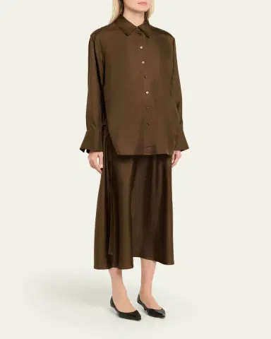 RÓHE Long-Sleeve Silk Shirtdress | Thumbnail 4