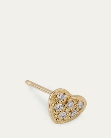 Sydney Evan 14K Yellow Gold Diamond Mini Heart Earring, Single | Thumbnail 3 Sydney Evan 14K Yellow Gold Diamond Mini Heart Earring, Single | Thumbnail 3