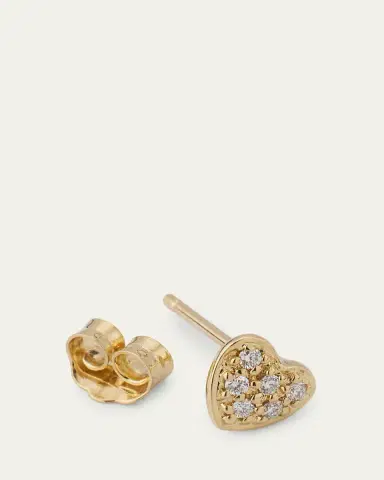 Sydney Evan 14K Yellow Gold Diamond Mini Heart Earring, Single | Thumbnail 4 Sydney Evan 14K Yellow Gold Diamond Mini Heart Earring, Single | Thumbnail 4