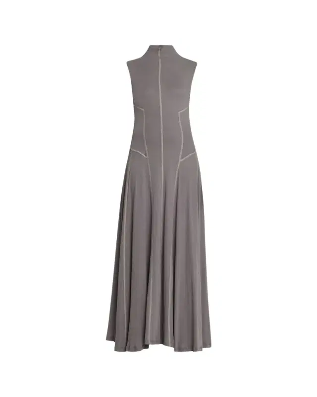 Jane Wade High-Neck Rib-Knit Gown
