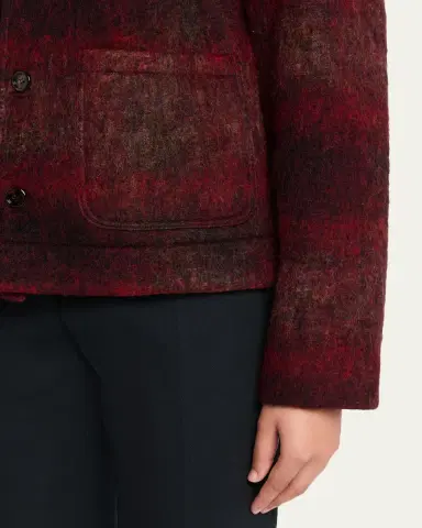 TONYWACK V-Neck Plaid Mohair Jacket | Thumbnail 5