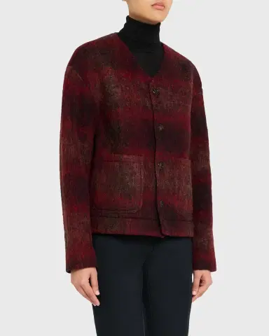 TONYWACK V-Neck Plaid Mohair Jacket | Thumbnail 8