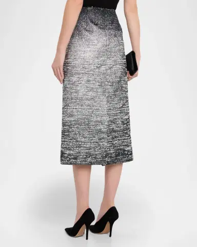 Oscar de la Renta Ombre Metallic Boucle Jacquard Midi Pencil Skirt | Thumbnail 7 Oscar de la Renta Ombre Metallic Boucle Jacquard Midi Pencil Skirt | Thumbnail 7