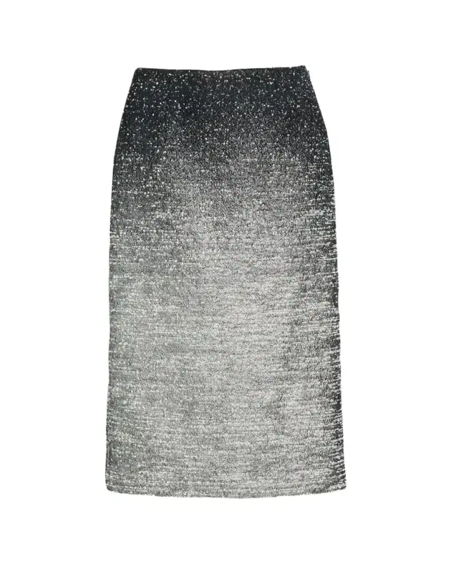 Oscar de la Renta Ombre Metallic Boucle Jacquard Midi Pencil Skirt