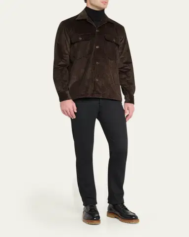 Salvatore Piccolo Men's Cotton Corduroy Dual-Pocket Overshirt | Thumbnail 2 Salvatore Piccolo Men's Cotton Corduroy Dual-Pocket Overshirt | Thumbnail 2