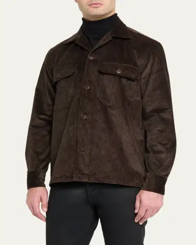 Salvatore Piccolo Men's Cotton Corduroy Dual-Pocket Overshirt | Thumbnail 4 Salvatore Piccolo Men's Cotton Corduroy Dual-Pocket Overshirt | Thumbnail 4