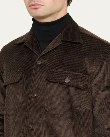 Salvatore Piccolo Men's Cotton Corduroy Dual-Pocket Overshirt | Thumbnail 5 Salvatore Piccolo Men's Cotton Corduroy Dual-Pocket Overshirt | Thumbnail 5