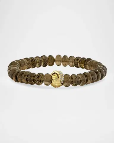 Sydney Evan 14K Diamond Tri-Linked Rondelle on Smokey Quartz Bracelet | Thumbnail 2