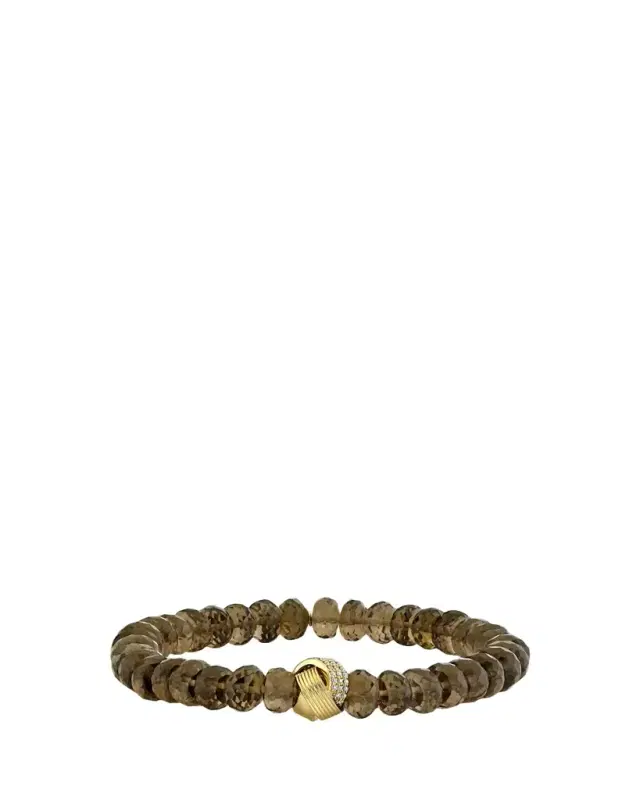 Sydney Evan 14K Diamond Tri-Linked Rondelle on Smokey Quartz Bracelet