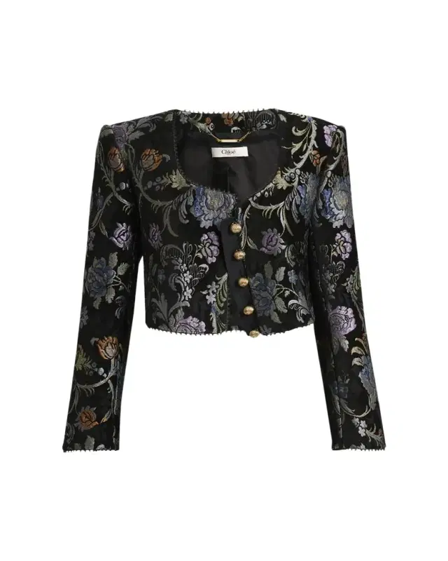 Chloe Floral Brocade Crop Jacket