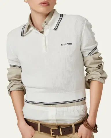 Miu Miu Short-Sleeve Crop Polo Shirt | Thumbnail 5 Miu Miu Short-Sleeve Crop Polo Shirt | Thumbnail 5