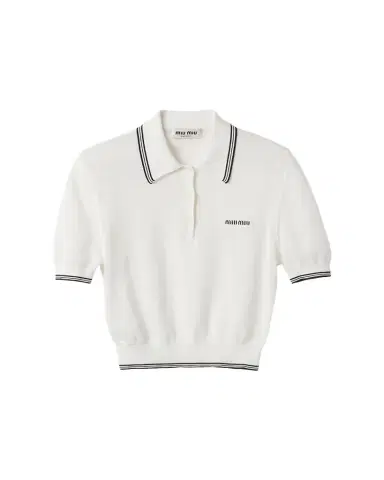 Miu Miu Short-Sleeve Crop Polo Shirt | Thumbnail 1 Miu Miu Short-Sleeve Crop Polo Shirt | Thumbnail 1