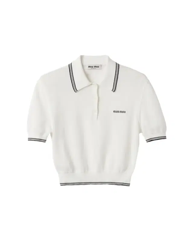 Miu Miu Short-Sleeve Crop Polo Shirt