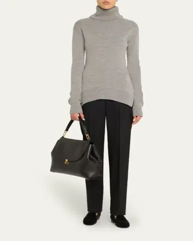 TOTEME T-Lock Smooth Calf Leather Satchel Bag | Thumbnail 5 TOTEME T-Lock Smooth Calf Leather Satchel Bag | Thumbnail 5