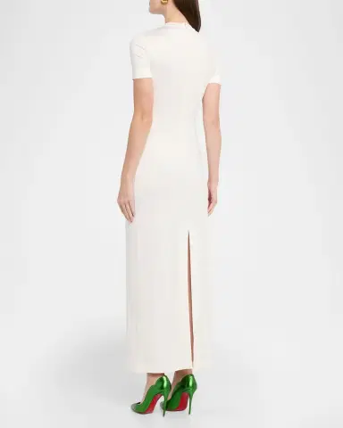 Oscar de la Renta Short-Sleeve Allium Print Jersey Maxi Dress | Thumbnail 7 Oscar de la Renta Short-Sleeve Allium Print Jersey Maxi Dress | Thumbnail 7