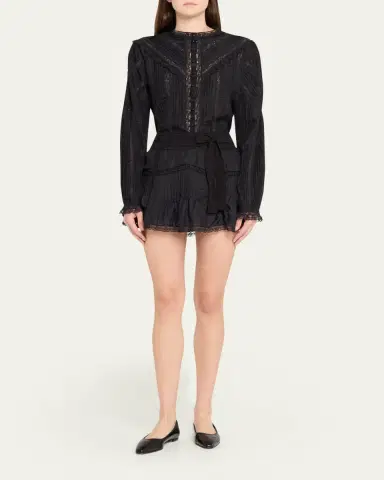 LoveShackFancy Willia Silk Lace-Detailed Mini Skirt | Thumbnail 2 LoveShackFancy Willia Silk Lace-Detailed Mini Skirt | Thumbnail 2