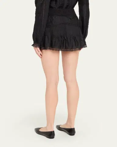 LoveShackFancy Willia Silk Lace-Detailed Mini Skirt | Thumbnail 3 LoveShackFancy Willia Silk Lace-Detailed Mini Skirt | Thumbnail 3