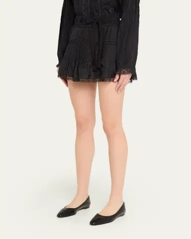 LoveShackFancy Willia Silk Lace-Detailed Mini Skirt | Thumbnail 4 LoveShackFancy Willia Silk Lace-Detailed Mini Skirt | Thumbnail 4