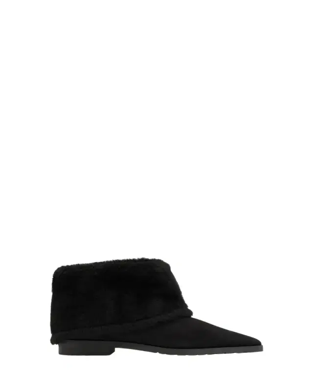 Fold Down Shearling Suede Ankle Boots