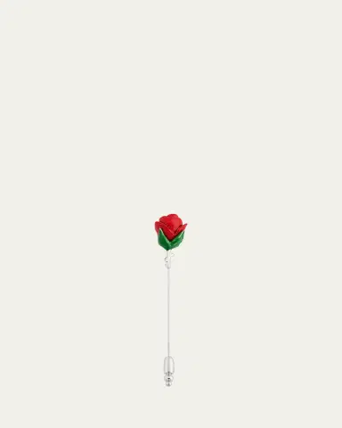 Tateossian Men's Red Rose Lapel Pin | Thumbnail 1
