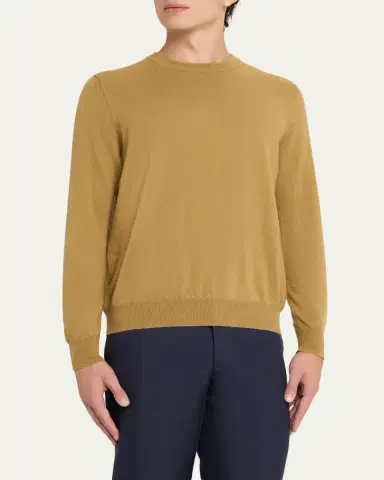 Kiton Men's 12GG Cashmere Knit Crewneck Sweater | Thumbnail 4 Kiton Men's 12GG Cashmere Knit Crewneck Sweater | Thumbnail 4