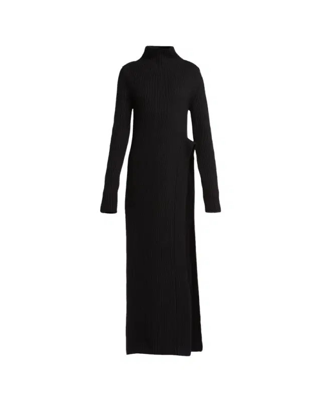 x Jil Sander Asymmetric Wool Turtleneck Dress