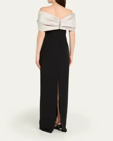 Pamella Roland Mikado Off-The-Shoulder Crepe Column Gown | Thumbnail 3 Pamella Roland Mikado Off-The-Shoulder Crepe Column Gown | Thumbnail 3