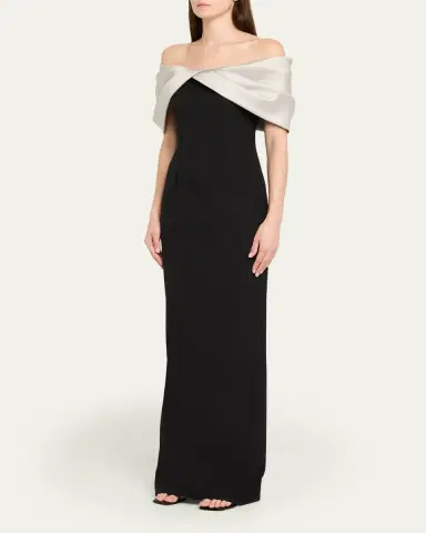 Pamella Roland Mikado Off-The-Shoulder Crepe Column Gown | Thumbnail 4 Pamella Roland Mikado Off-The-Shoulder Crepe Column Gown | Thumbnail 4