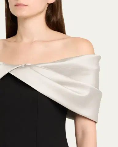 Pamella Roland Mikado Off-The-Shoulder Crepe Column Gown | Thumbnail 5 Pamella Roland Mikado Off-The-Shoulder Crepe Column Gown | Thumbnail 5