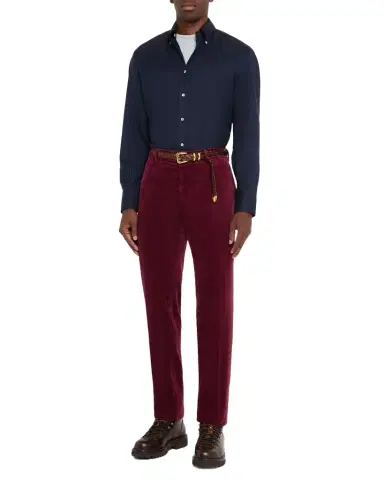 Brunello Cucinelli Men 's Micro-Chevron Button-Collar Sport Shirt | Thumbnail 1